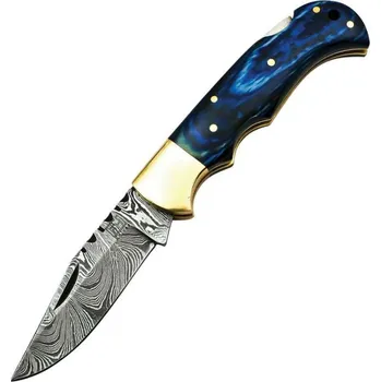 Sebeobrana FH Knives Nůž zavírací damašková ocel MODRÝ