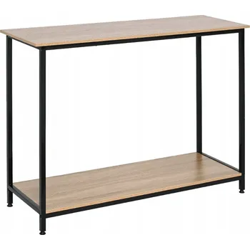 Konzolový stolek Industriální regál loft kancelářský dřevěný konzolový stolek stolek 2 police černý dub