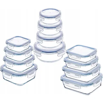 Dóza na potraviny SADA SKLENĚNÝCH DÓZ NA POTRAVINY S VÍKEM KRABIČKA NA SVAČINU 12 ks