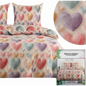 Povlečení Povlečení 160x200 3dílná sada povlečení 70x80 satén Maria srdce