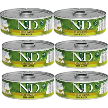 Krmivo pro kočku FARMINA N&D Prime Boar & Apple - mokré krmivo pro kočky - 6x70 g