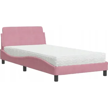 Postel Postel s matrací 218x105x74,5 cm, růžová, samet, s pěnou H2/H3