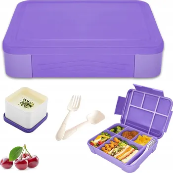 Svačinový box 1330 ml LUNCH BOX NÁDOBA SVAČINOVÝ BOX DO ŠKOLY PRÁCE PŘEPÁŽKY + PŘÍBORY