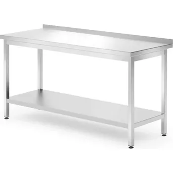 Nerezový dřez Nástěnný stůl s policí - přišroubovaný, hloubka 700 mm, HENDI, Profi Line, 1600x700x(H)850mm | 812754
