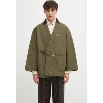 Pánská větrovka Bavlněná bunda Kenzo Weave Kimono, L, zelená, 79X