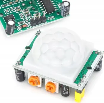 Pohybové čidlo PIR ČIDLO POHYBU HC-SR501 DETEKTOR 5V–20V, NASTAVENÍ CITLIVOSTI A VZDÁLENOSTI