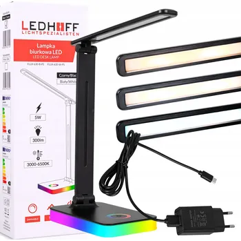 Lampička Stolní lampička Ledhoff černá dotyková 5 W s USB