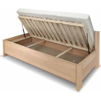 Postel Zvýšená úložná postel jednolůžko ELA s bočním čelem, masiv buk, 120x200, rošt v ceně
