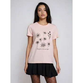 Sinsay - Bavlněná košilka s potiskem - pastelová růžová - 000HB-03F - 000HB-03F-XXL