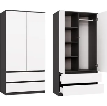 Šatní skříň Šatní skříň Malwa SS-90 cm antracit/bílá