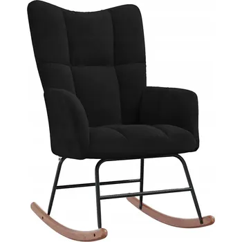 Křeslo Černé sametové křeslo s čtvercovým prošíváním 61x78x98 cm