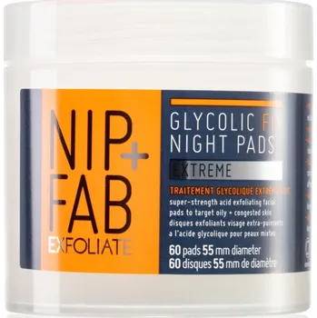 Přípravek na čištění pleti a oči NIP+FAB Glycolic Fix Extreme noční čistící pleťové tampónky 60 ks