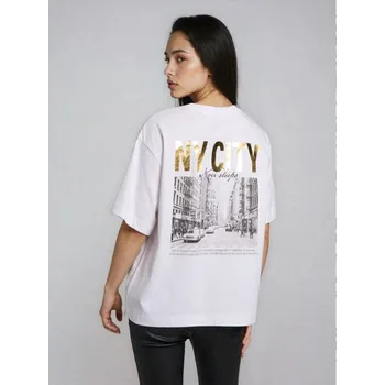 Sinsay - Bavlněná košilka s potiskem - bílá - 103HB-00X - 103HB-00X-XXL