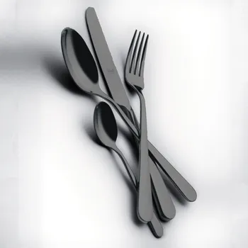 Příbor SADA PŘÍBORŮ pro 6 OSOB 24dílná ks Matná ocel Stoccolma Oro Nero Ice Mepra