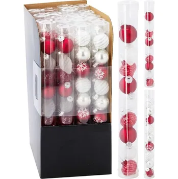 Vánoční ozdoba 43606 skleněné ozdoby bílá/červená 9 ks