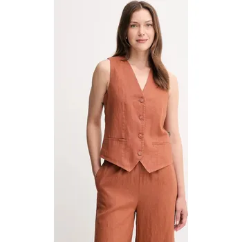 Dámské oblečení Lněná vesta United Colors of Benetton 2AGHDJ00G oranžová 28X, vel. 36