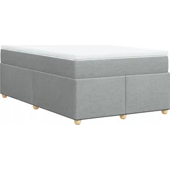 Postel Kontinentální postel 120x190 cm světle šedá s matrací a topperem