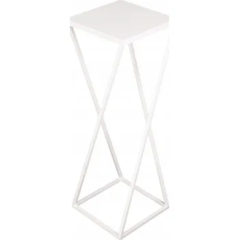 Stojan na květiny Moderní DRŽÁK NA KVĚTINÁČ stojící kovový STOJAN NA KVĚTINY loft 70 cm BÍLÝ