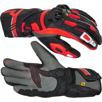 Moto rukavice Motocyklové rukavice Rebelhorn ST Long Black/Grey/Flo Red, velikost 4XL