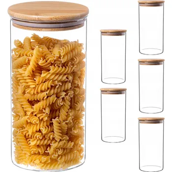 Dóza na potraviny Skleněné kuchyňské dózy na potraviny, těstoviny, sklenice s víčkem 1,4 l, 6 ks
