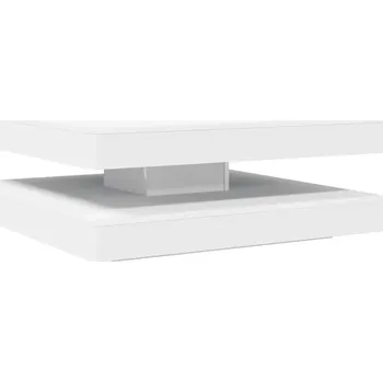 Konferenční stolek Bílý otočný konferenční stolek 90 x 90 x 34,5 cm s úložným prostorem