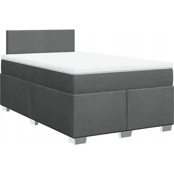 Postel Kontinentální postel 200x120 cm tmavě šedá s matrací a topperem