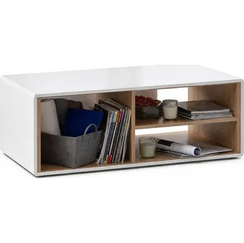 Konferenční stolek KONFERENČNÍ STOLEK / LAVICE S POLICEMI BÍLÝ 112X47X60 cm AVERO KONSIMO