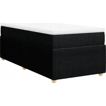 Postel Kontinentální postel 190x90 cm černá s matrací a topperem bílým