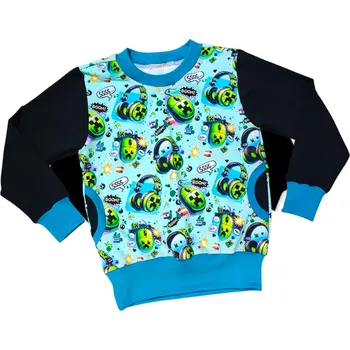 Chlapecká mikina Dětská mikina kostičkový svět herní na zip i přes hlavu Velikost: 86/92 přes hlavu Dětská mikina