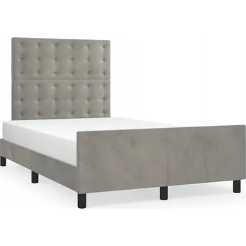Postel Rám postele s čelem, sametový světle šedý, 193x123x118/128 cm