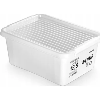 Úložný box Nádoba 12,5 l bílá plastová krabička s víkem organizér praktický