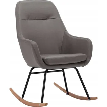 Křeslo Houpací křeslo světle šedé, 61x80,5x89 cm, látka, buk, kov