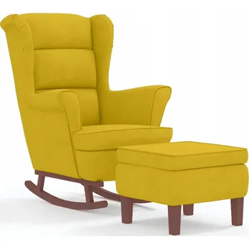 Křeslo Houpací křeslo s podnožkou, sametové žluté, 78 x 93 x 97 cm, 52 x 52 x 42 cm