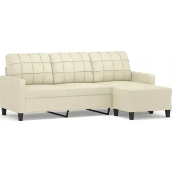 Pohovka Třímístná pohovka s podnožkou krémová 198x77x80 cm