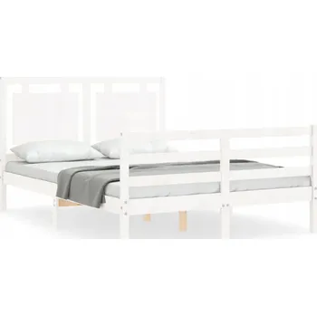 Postel Dřevěná borovicová postel bílá 195,5 x 125,5 x 100 cm, bez matrace