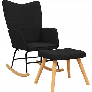 Křeslo Houpací křeslo s podnožkou, černé, látkové, 61x78x98 cm, podnožka 47x31x37 cm