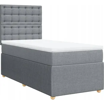 Postel Kontinentální postel světle šedá 200x100x140,5/150,5 cm s matrací a topperem