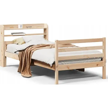 Postel Dřevěná borovicová postel 221,5 x 110 x 82 cm s poličkami, bez matrace