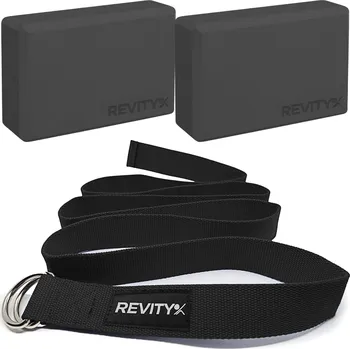 REVITY Sada na jógu REVITY Yoga Set - 2x pěnový blok, 1x popruh ČERNÁ