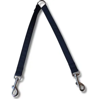 Vodítko pro psa Softshellová rozdvojka pro dva psy - malá plemena - ČERNÁ, 0,3 m, Karabiny 67 mm - pro malá plemena - pochromováno