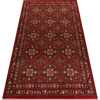 Koberec VLNĚNÝ Koberec DO OBÝVÁKU Ornament KVĚTY RÁMEČEK LOUKA bordo 80x160 cm