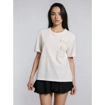 Dámské tričko Sinsay - Bavlněné tričko - krémová - 736IN-01X - 736IN-01X-M