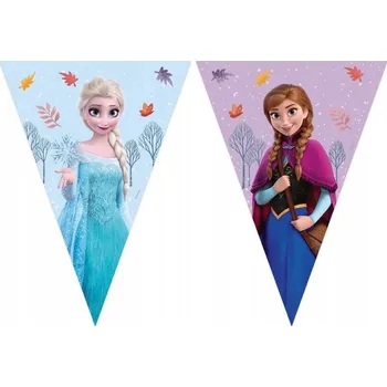 Papírový banner Girlanda Vlajky Frozen LEDOVÉ KRÁLOVSTVÍ Elsa Anna Narozeniny 230 cm