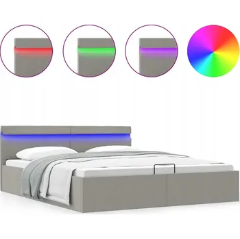 Postel Manželská postel s hydraulickým zvedákem, světle šedá, 211x168x73 cm