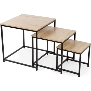 Konferenční stolek Konferenční stolky v přírodní barvě v sadě 3 ks 50x50 cm – Compactor ID_1658756