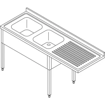 Jídelní stůl Maxima Stůl na mytí nádobí s dřezem - 200 x 70 cm - levý | 09394003