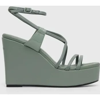 Dámská obuv Kožené sandály Calvin Klein WEDGE HW0HW01952 zelená 07X, EUR 41