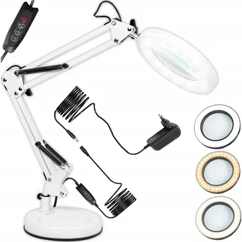 Lampička SERVISNÍ LAMPA LED S LUPU SKLO ZVĚTŠOVACÍ KOSMETICKÁ STOLNÍ LAMPA