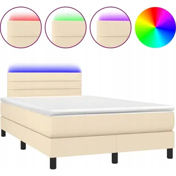 Postel Kontinentální postel krémová s matrací 120x200 cm a LED diodami