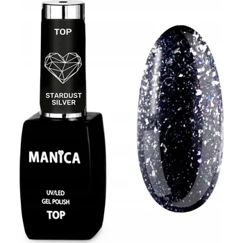 Přípravek na nehty Manica Top Stardust Silver hybridní UV/LED top coat na nehty, 10 ml